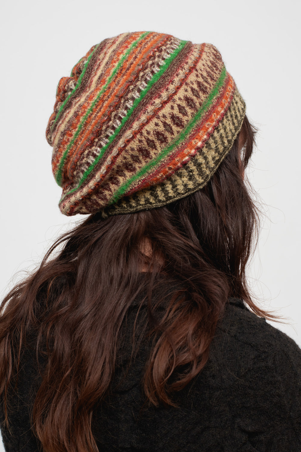 Knit Beret Multi Beige
