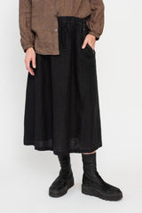 Hemp Canvas Gathered Flared Skirt