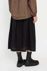 Hemp Canvas Gathered Flared Skirt