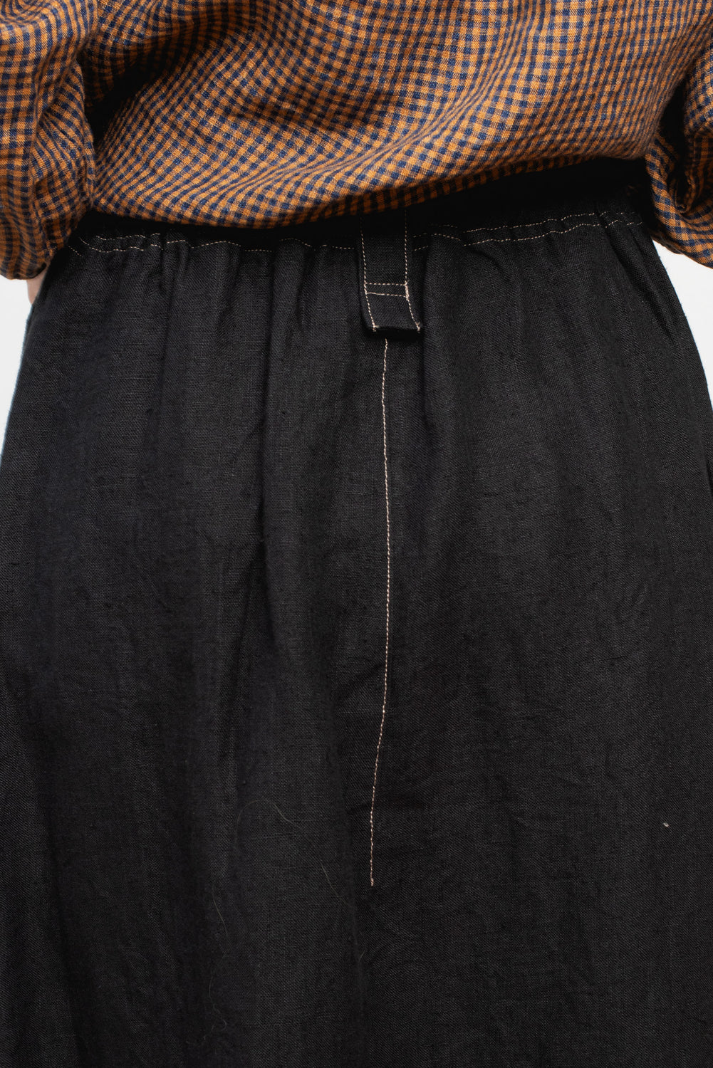 Hemp Canvas Gathered Flared Skirt