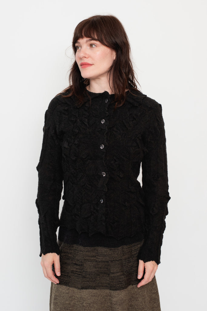 Knit Cropped Cardigan Black