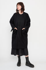 Unisex Compressed Wool Coat Black