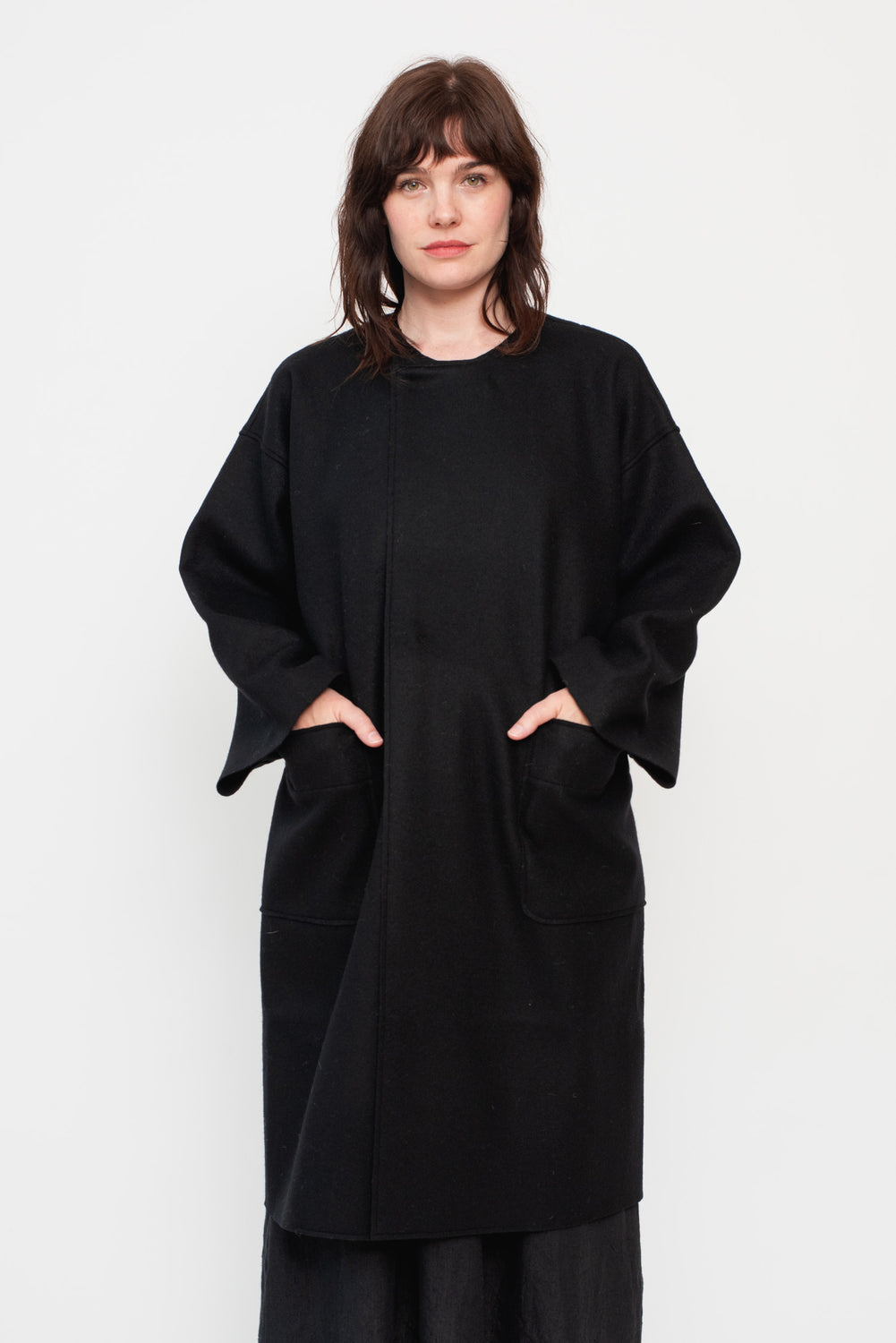 Unisex Compressed Wool Coat Black