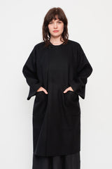 Unisex Compressed Wool Coat Black