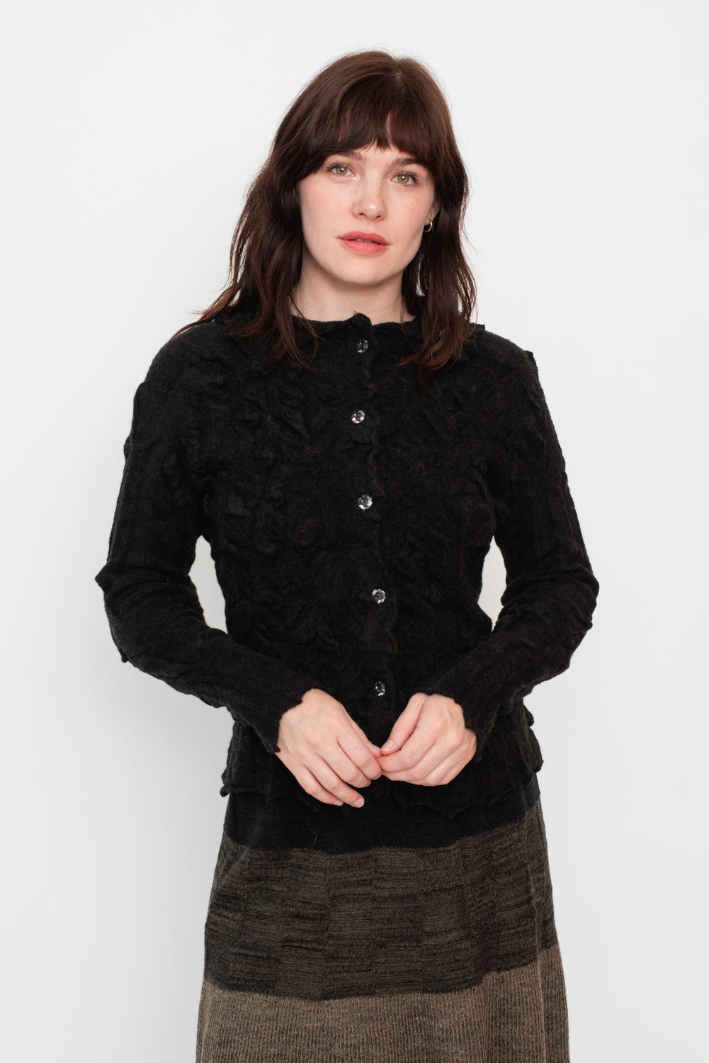 Knit Cropped Cardigan Black