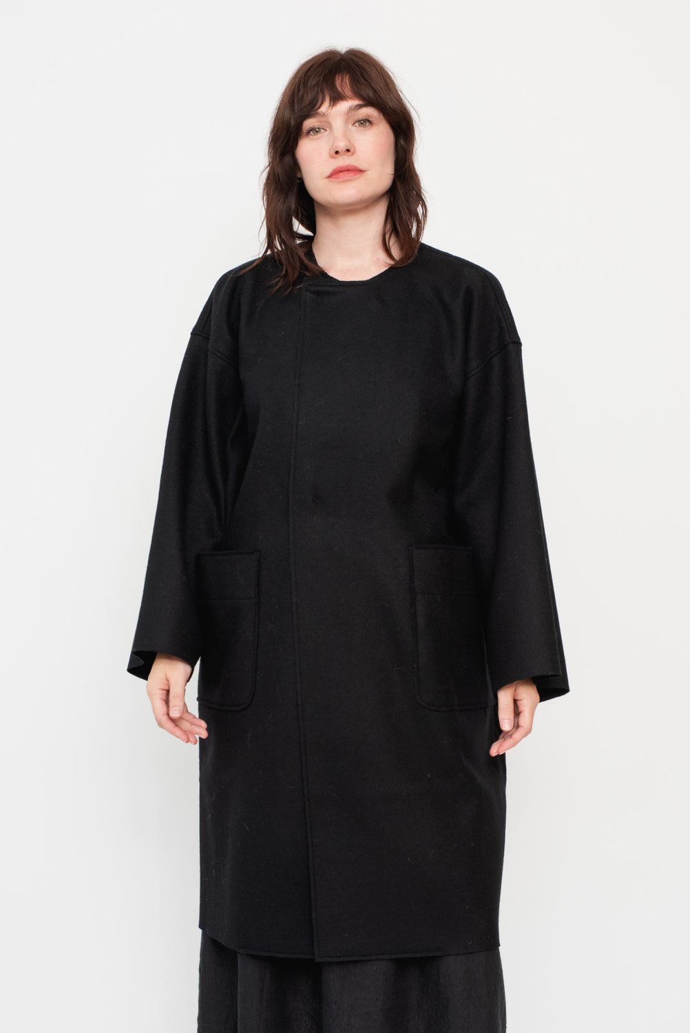 Unisex Compressed Wool Coat Black