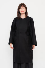 Unisex Compressed Wool Coat Black