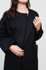Unisex Compressed Wool Coat Black