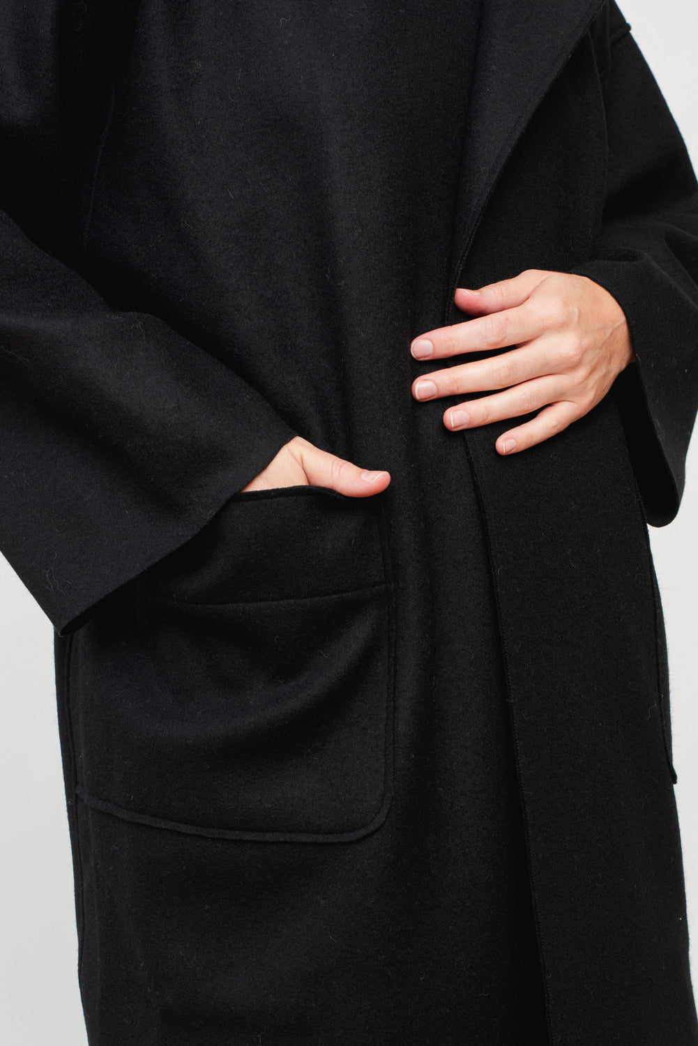 Unisex Compressed Wool Coat Black