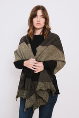 Wool Shawl Stripes Grey