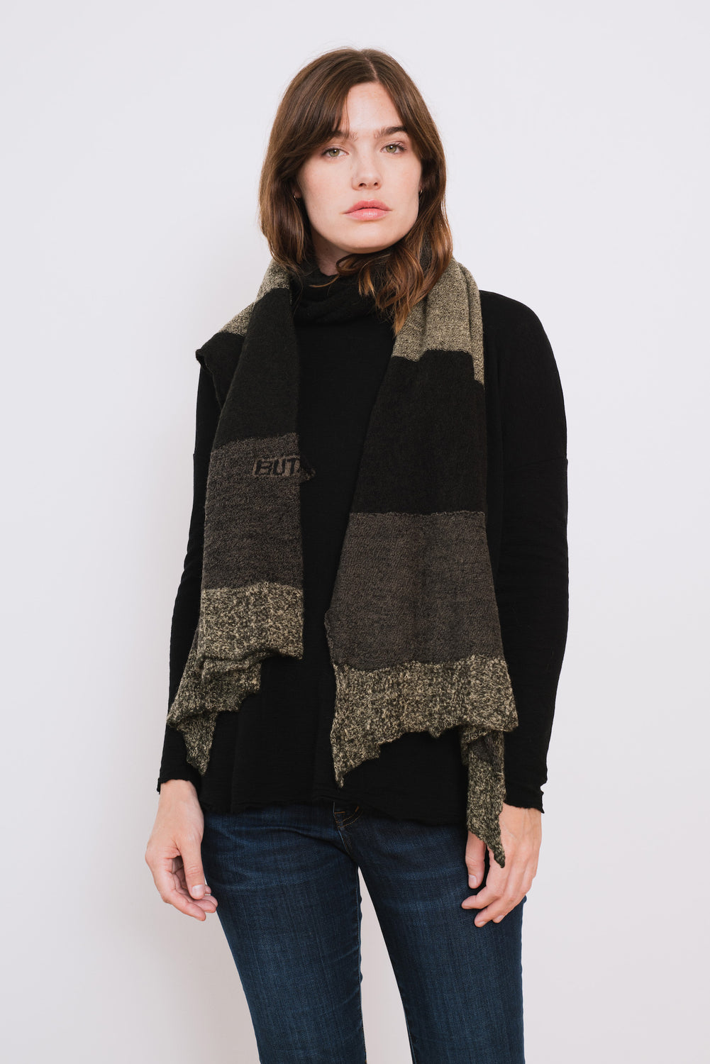 Wool Shawl Stripes Grey