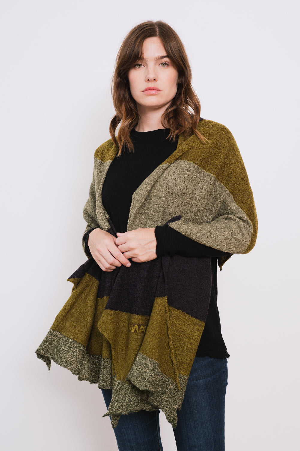 Wool Shawl Stripes Mustard