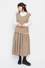 Linen and Cotton Wrap-Back Vest Light Brown