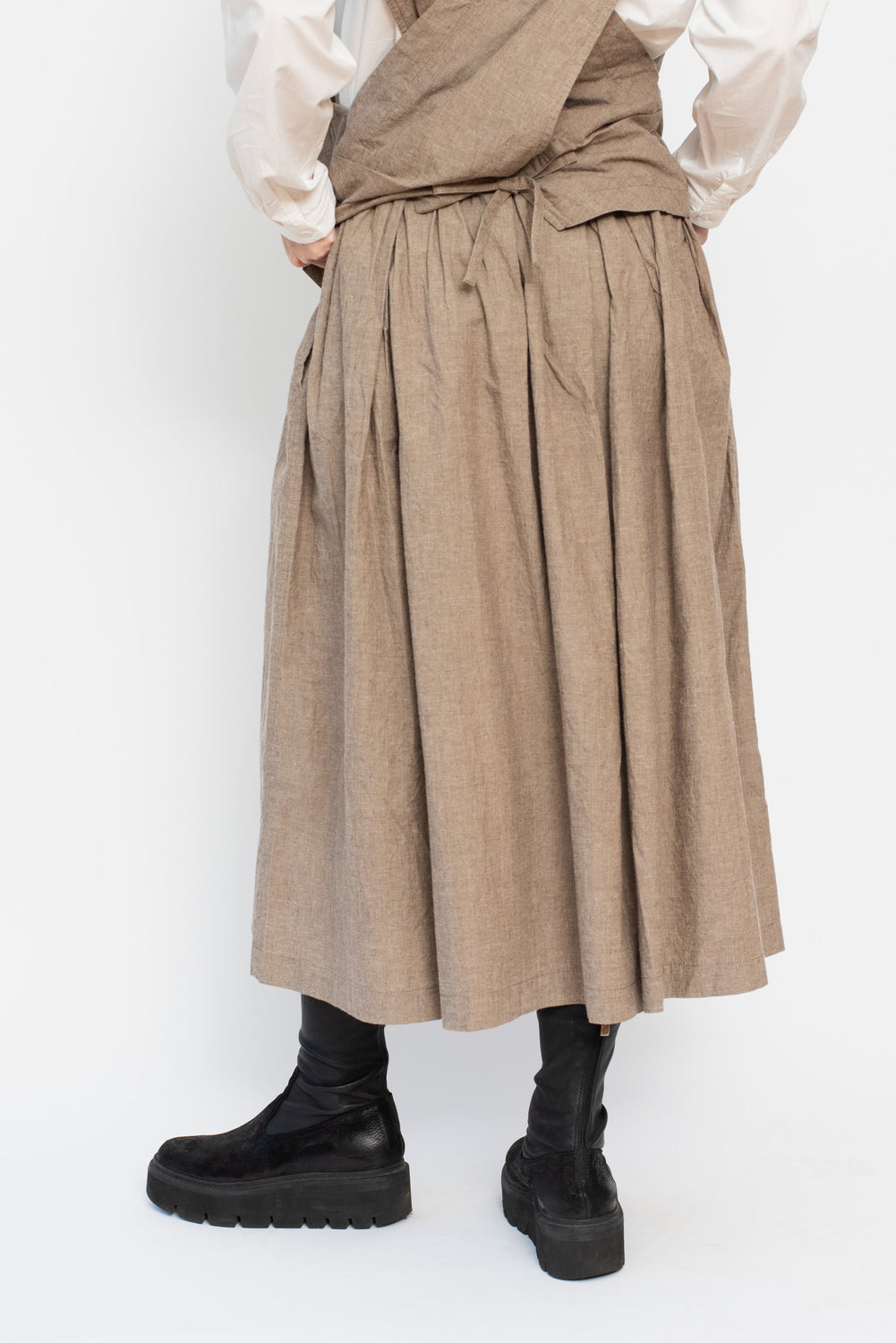 Cotton and Linen Skirt Light Brown