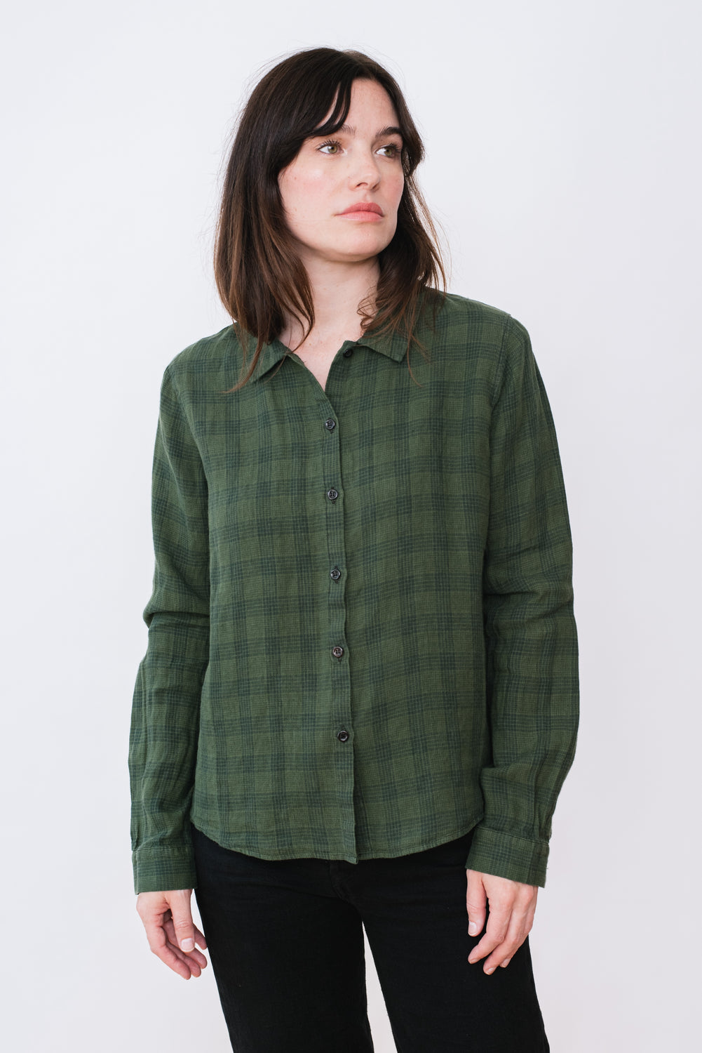 Green Check Linen Shirt