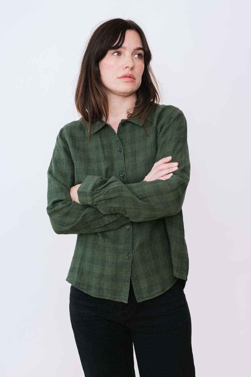 Green Check Linen Shirt