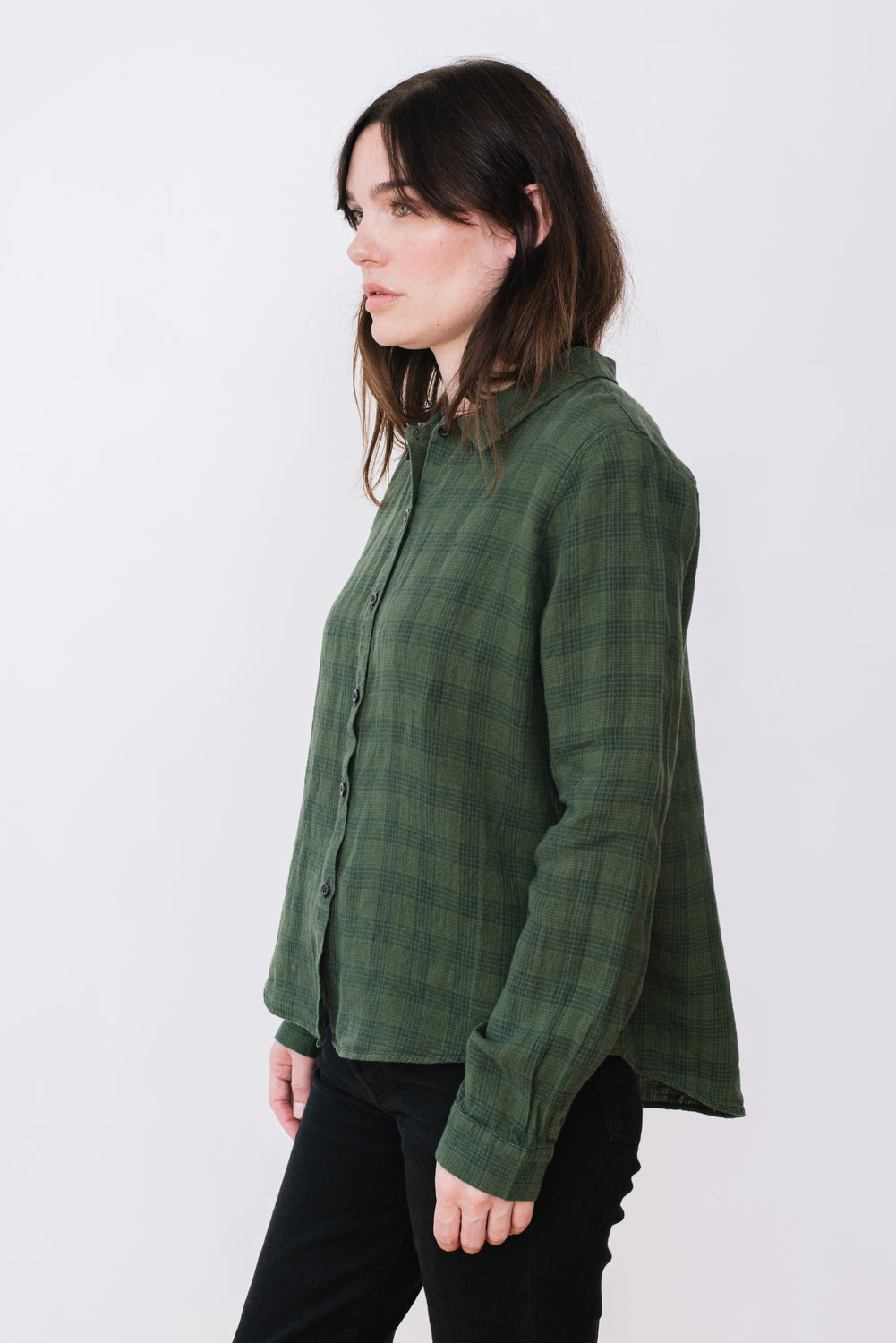 Green Check Linen Shirt