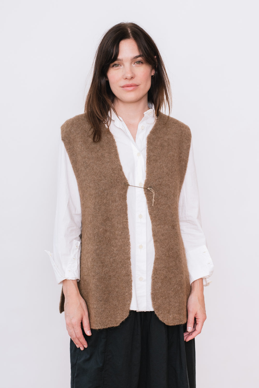 Wool Blend Vest, Brown