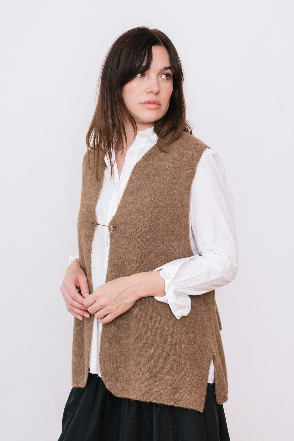 Wool Blend Vest, Brown