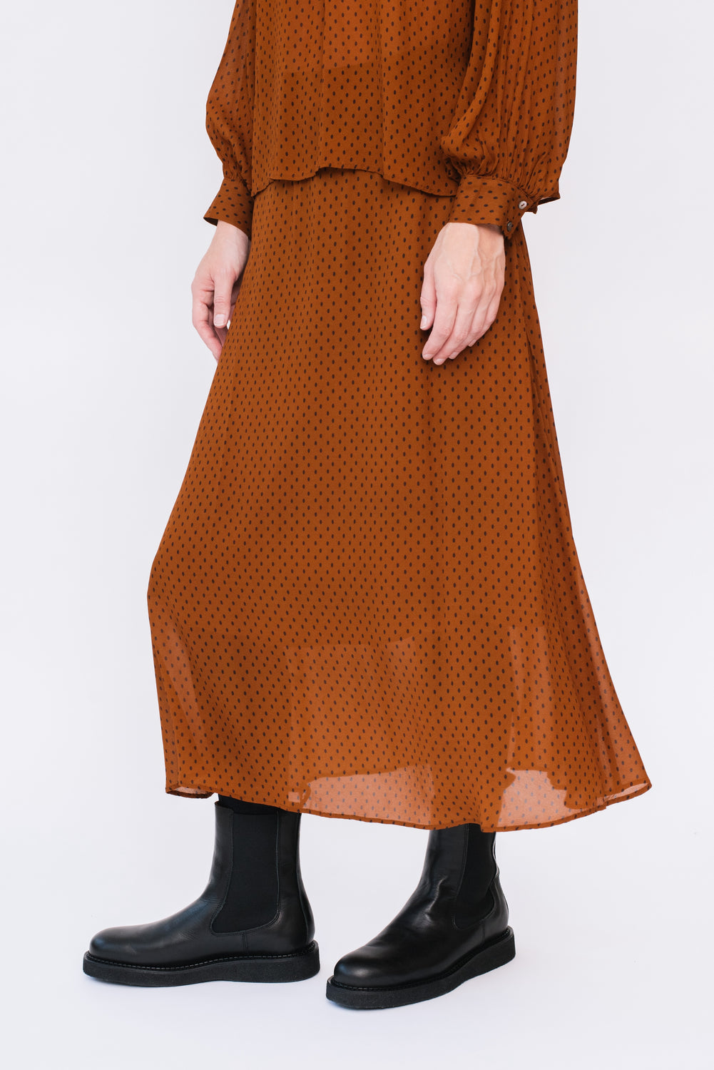 Long Skirt with Dot Print