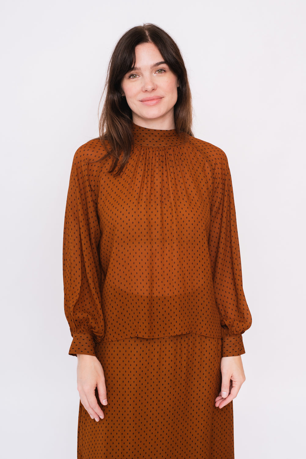 Raglan Blouse with Dot Print