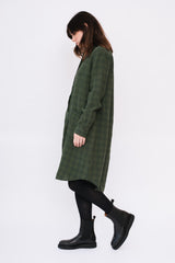 Green Check Linen Shirt Dress