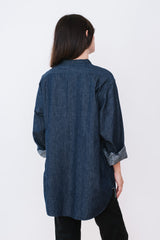 Band Collar Shirt, Light Denim