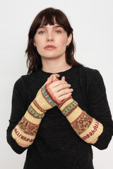 Wool Arm Warmers, Beige Mix