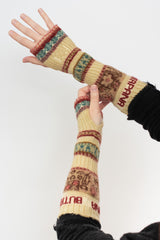 Wool Arm Warmers, Beige Mix