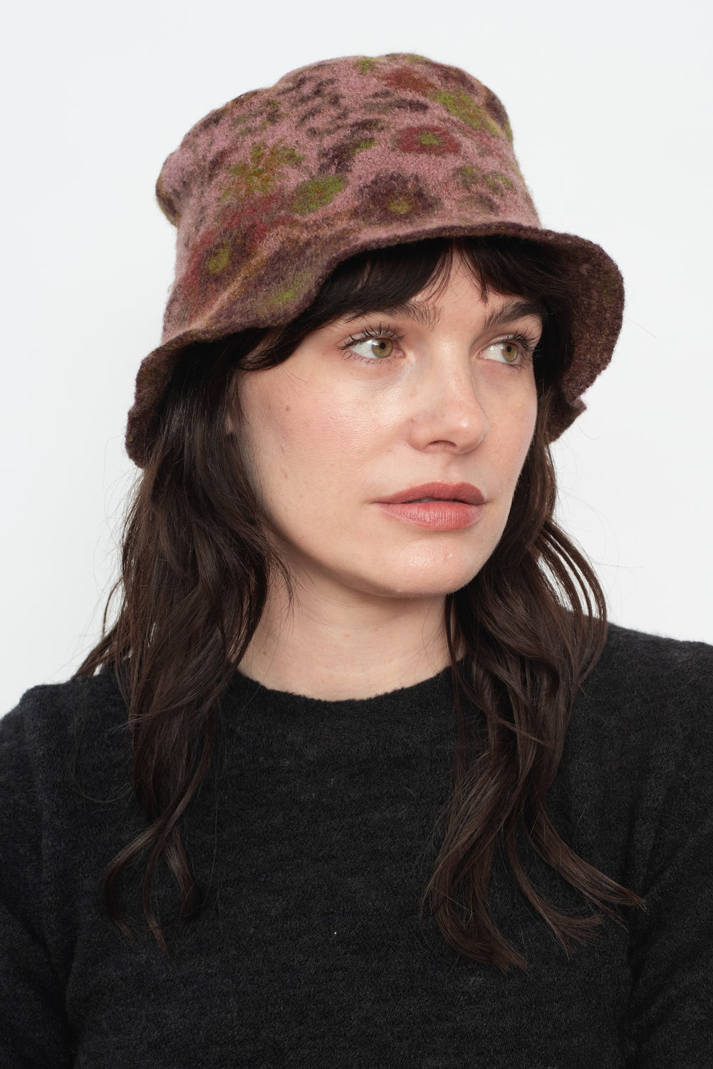 Wool Bucket Hat Floral Pink