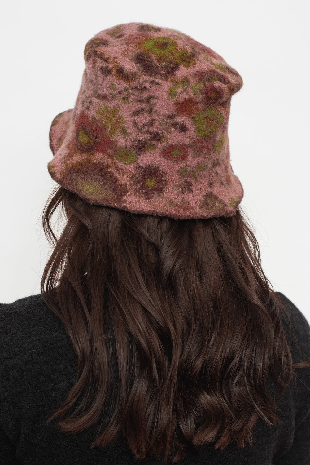 Wool Bucket Hat Floral Pink