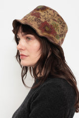 Wool Bucket Hat Floral Beige