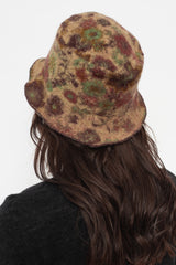 Wool Bucket Hat Floral Beige