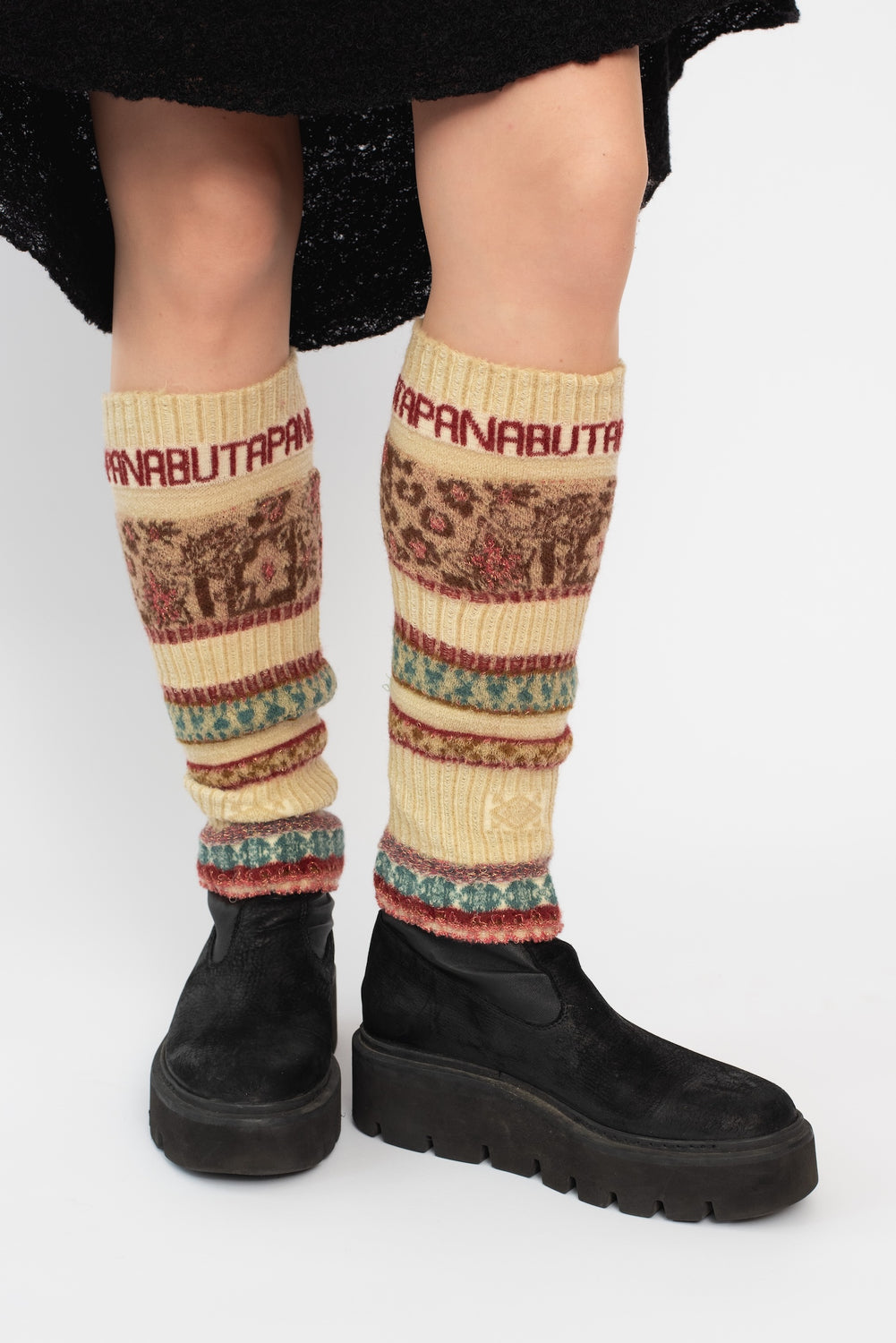 Wool Leg Warmers, Beige Mix
