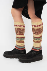 Wool Leg Warmers, Beige Mix