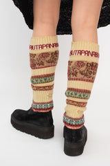 Wool Leg Warmers, Beige Mix