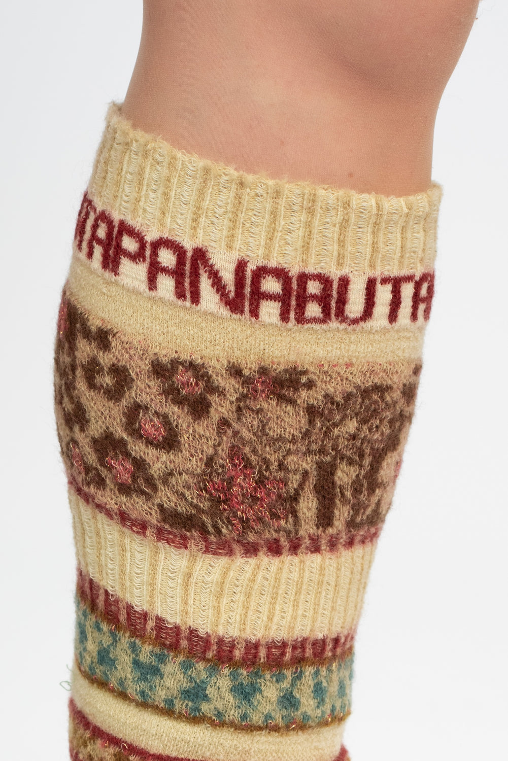 Wool Leg Warmers, Beige Mix