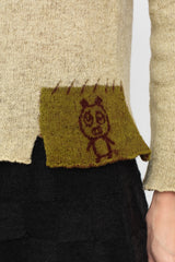Wool Patchwork Sweater, Beige