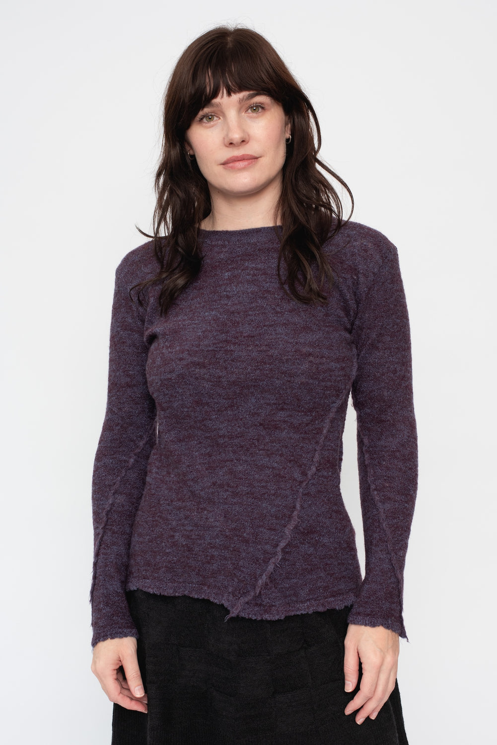 Wool Crew Neck Sweater Blue-Purple