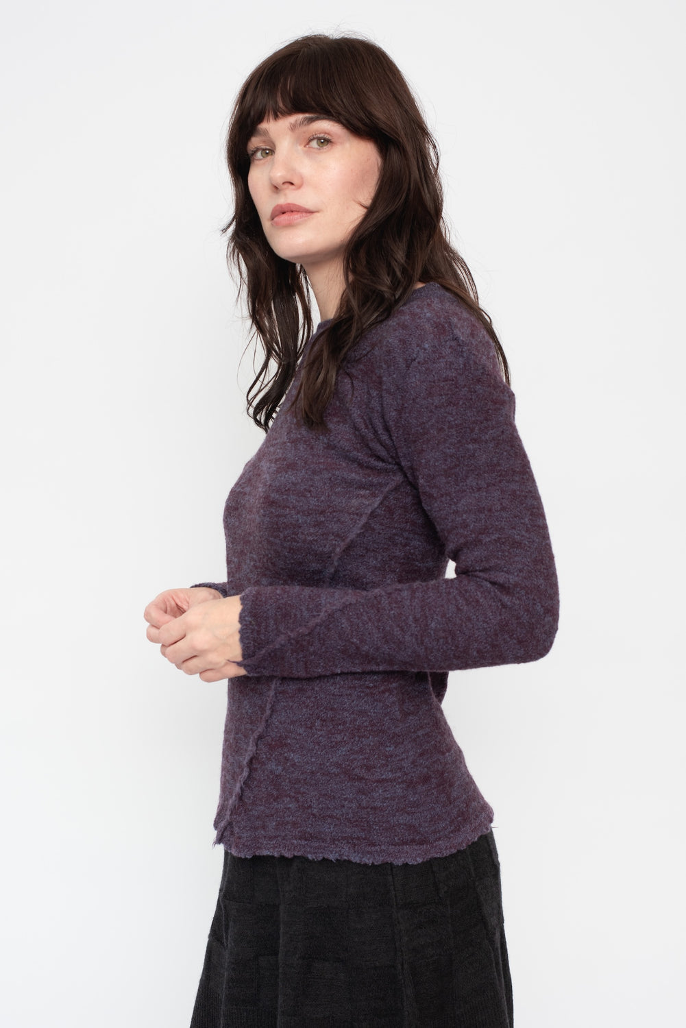 Wool Crew Neck Sweater Blue-Purple