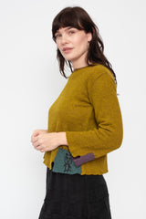 Wool Patchwork Sweater, Mustard Yellow