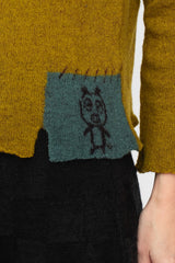 Wool Patchwork Sweater, Mustard Yellow