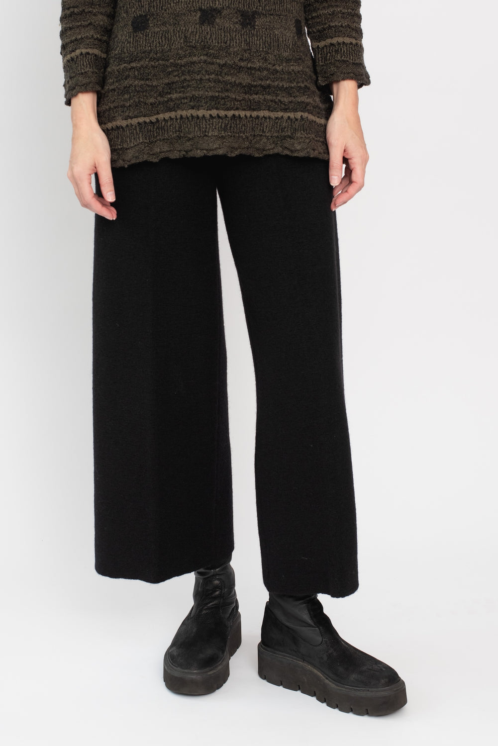 Knit Wool Pants Black