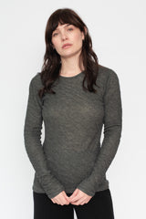 Melange Double Face L/S Crew Charcoal
