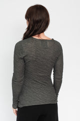 Melange Double Face L/S Crew Charcoal