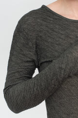 Melange Double Face L/S Crew Charcoal