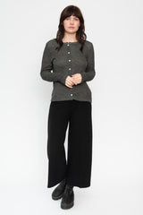 Melange Double Face Boatneck Cardigan Charcoal
