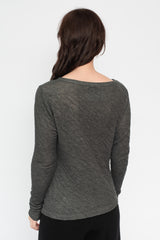 Melange Double Face Boatneck Cardigan Charcoal
