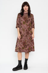 Merino Wool Floral Print Dress Pink