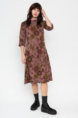 Merino Wool Floral Print Dress Pink